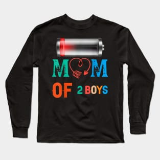 Women Mom of 2 Boys Shirt Gift from Son Mothers Day Birthday Long Sleeve T-Shirt